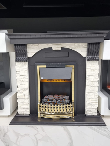 Биокамин Dimplex Luxemburg очаг Atherton сланец/темный дуб (каменный) (выставочный образец)_7